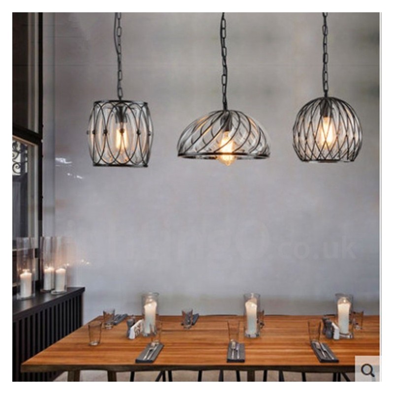 1 Light Vintage Cafe Sklenené závesné svetlo Loft Závesné svietidlo