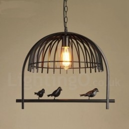 1 ľahké závesné svietidlo rustikálne Lodge Retro Birdcage s oceľovým tienidlom