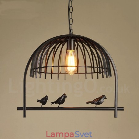 1 ľahké závesné svietidlo rustikálne Lodge Retro Birdcage s oceľovým tienidlom 1 ľahké závesné svietidlo rustikálne Lodge Retro Birdcage s oceľovým tienidlom