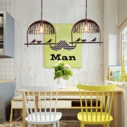 1 ľahké závesné svietidlo rustikálne Lodge Retro Birdcage s oceľovým tienidlom