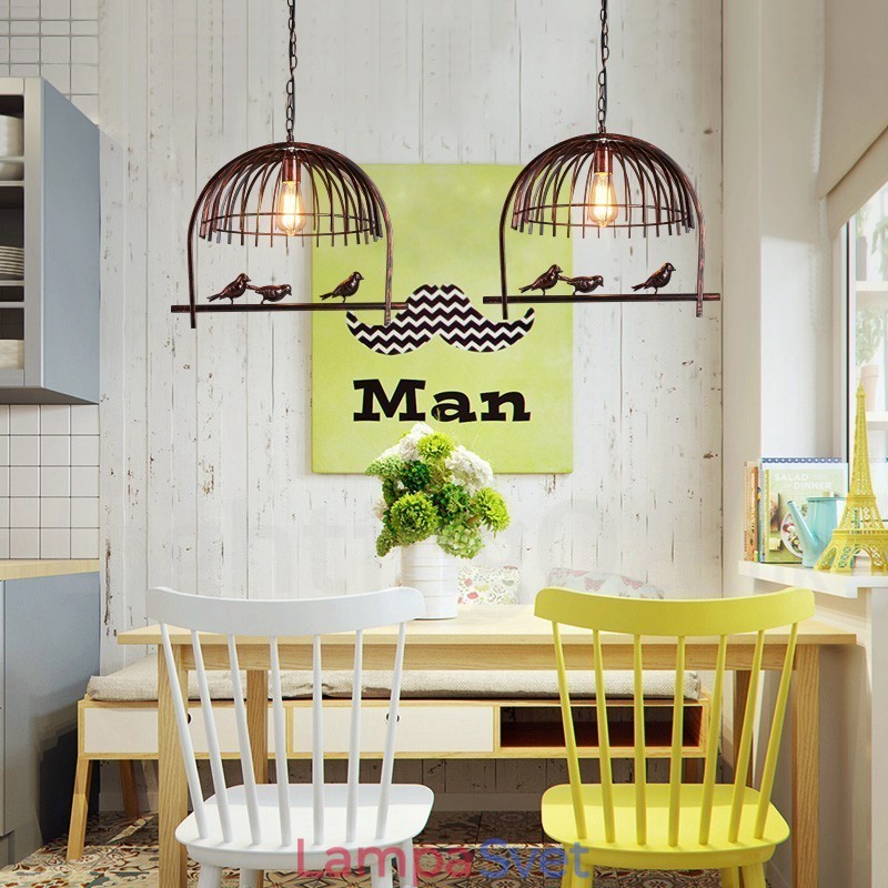 1 ľahké závesné svietidlo rustikálne Lodge Retro Birdcage s oceľovým tienidlom
