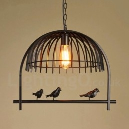1 ľahké závesné svietidlo rustikálne Lodge Retro Birdcage s oceľovým tienidlom
