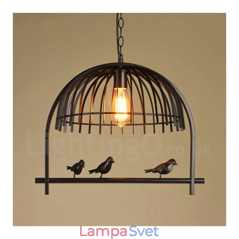 1 ľahké závesné svietidlo rustikálne Lodge Retro Birdcage s oceľovým tienidlom