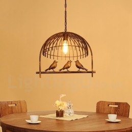 1 ľahké závesné svietidlo rustikálne Lodge Retro Birdcage s oceľovým tienidlom