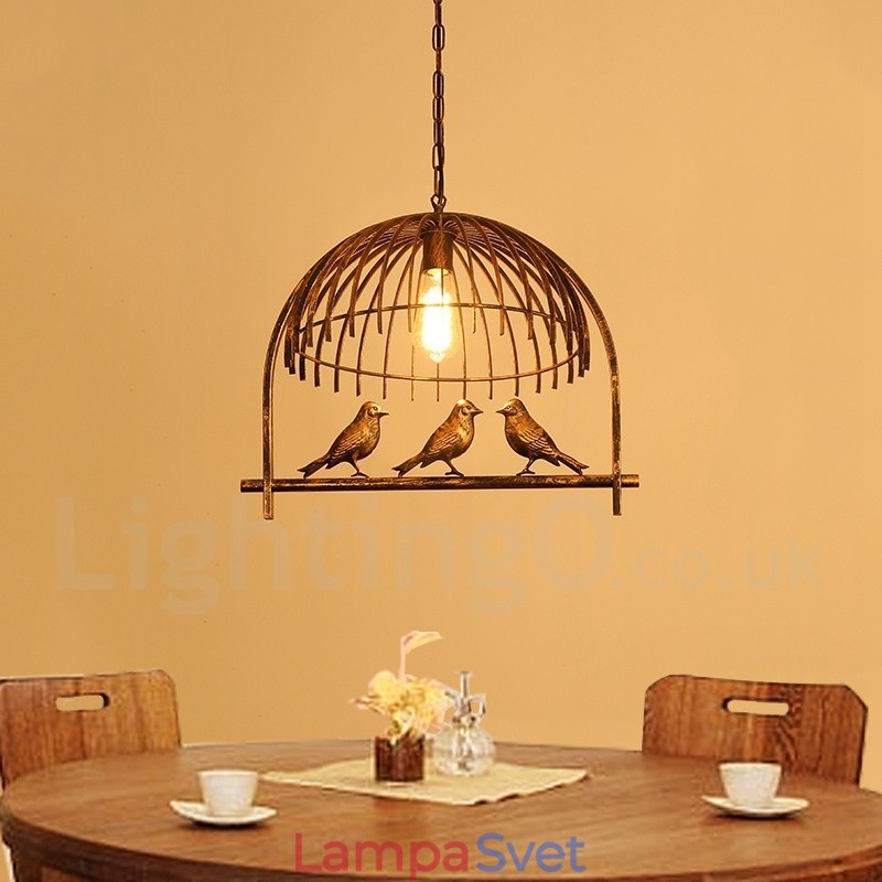 1 ľahké závesné svietidlo rustikálne Lodge Retro Birdcage s oceľovým tienidlom