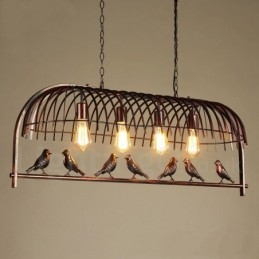 4 ľahké rustikálne závesné svietidlo Lodge Retro Birdcage s oceľovým tienidlom