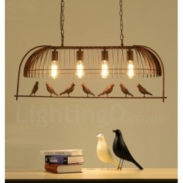 4 ľahké rustikálne závesné svietidlo Lodge Retro Birdcage s oceľovým tienidlom