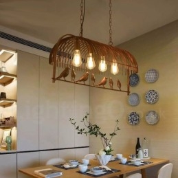 4 ľahké rustikálne závesné svietidlo Lodge Retro Birdcage s oceľovým tienidlom