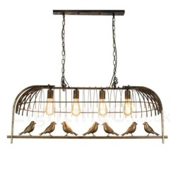 4 ľahké rustikálne závesné svietidlo Lodge Retro Birdcage s oceľovým tienidlom