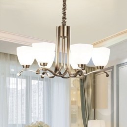 6 Ľahký moderný súčasný luster so skleneným tienidlom