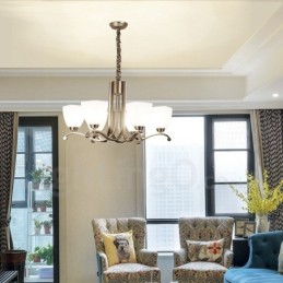 6 Ľahký moderný súčasný luster so skleneným tienidlom