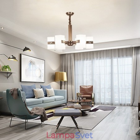 6 Ľahký moderný súčasný luster so skleneným tienidlom 6 Ľahký moderný súčasný luster so skleneným tienidlom