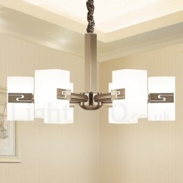6 Ľahký moderný súčasný luster so skleneným tienidlom