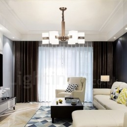 6 Ľahký moderný súčasný luster so skleneným tienidlom