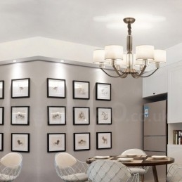 6 Ľahký moderný súčasný krištáľový luster s látkovým tienidlom