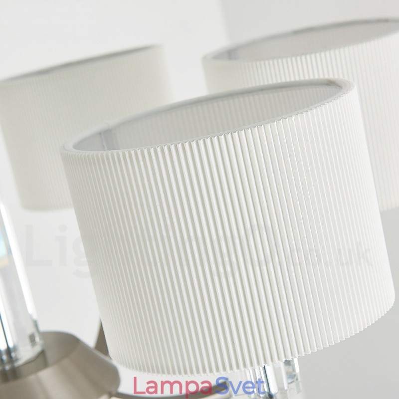 6 Ľahký moderný súčasný krištáľový luster s látkovým tienidlom