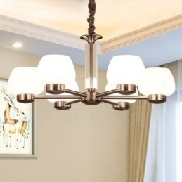 6 Ľahký moderný súčasný luster so skleneným tienidlom