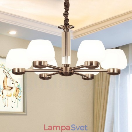 6 Ľahký moderný súčasný luster so skleneným tienidlom 6 Ľahký moderný súčasný luster so skleneným tienidlom