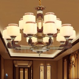15 Light Retro Tradičný Luxusný luster zinkovej zliatiny so skleneným tienidlom
