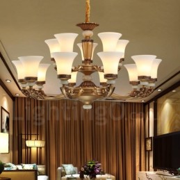 15 Light Retro Tradičný Luxusný luster zinkovej zliatiny so skleneným tienidlom