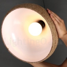 1 Svetlý retro rustikálny prívesok z konopného lana s tienidlom z konopného lana