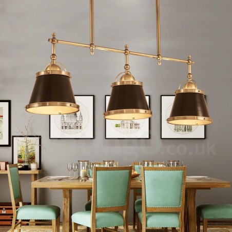 3 ľahké retro rustikálne luxusné mosadzné závesné svietidlo s mosadzným tienidlom 3 ľahké retro rustikálne luxusné mosadzné závesné svietidlo s mosadzným tienidlom