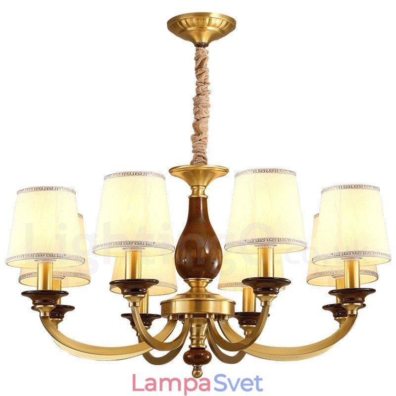 8 Ľahký retro rustikálny luxusný mosadzný závesný lampový luster so skleneným tienidlom
