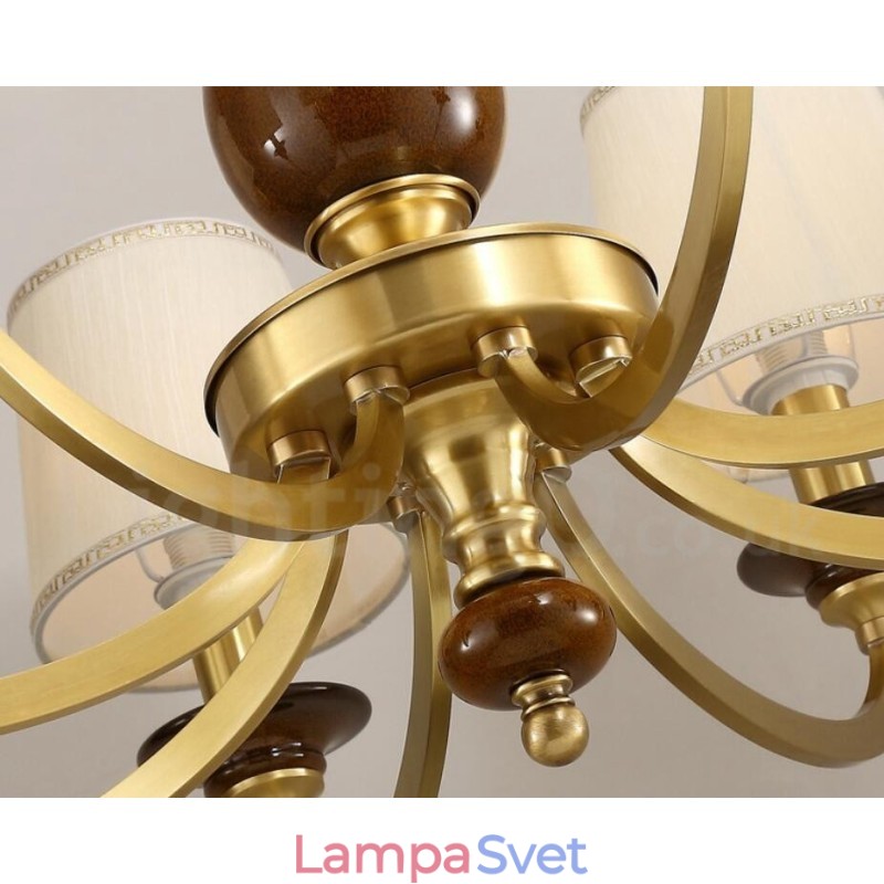 8 Ľahký retro rustikálny luxusný mosadzný závesný lampový luster so skleneným tienidlom