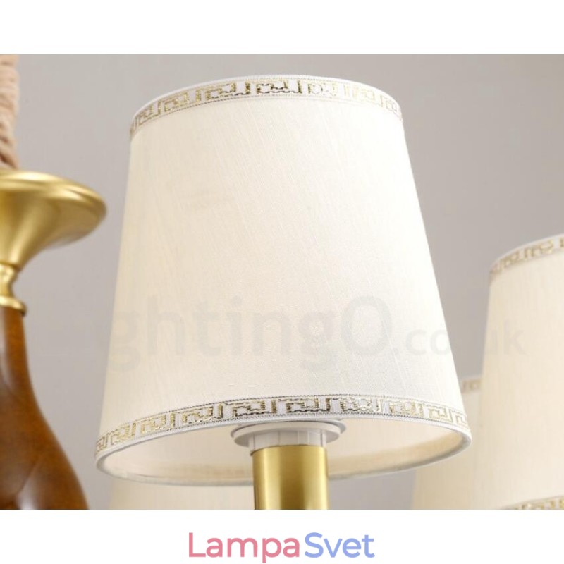 8 Ľahký retro rustikálny luxusný mosadzný závesný lampový luster so skleneným tienidlom