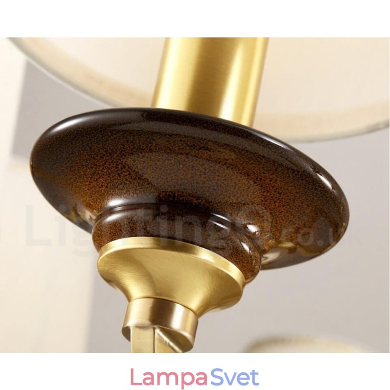 8 Ľahký retro rustikálny luxusný mosadzný závesný lampový luster so skleneným tienidlom