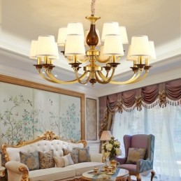 15 Ľahký retro rustikálny luxusný mosadzný závesný lampový luster so skleneným tienidlom