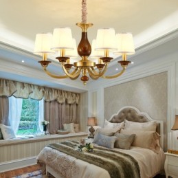 6 Ľahký retro rustikálny luxusný mosadzný závesný lampový luster so skleneným tienidlom