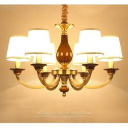 6 Ľahký retro rustikálny luxusný mosadzný závesný lampový luster so skleneným tienidlom