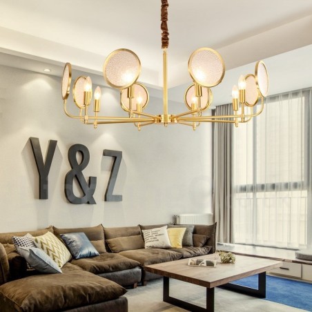 8 Ľahký retro rustikálny luxusný mosadzný závesný lampový luster so skleneným tienidlom 8 Ľahký retro rustikálny luxusný mosadzný závesný lampový luster so skleneným tienidlom