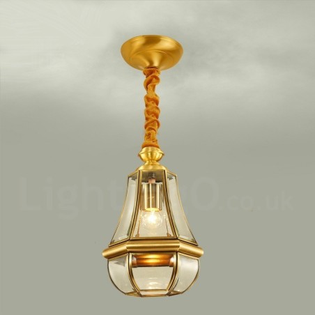 1 Ľahký retro rustikálny luxusný mosadzný závesný luster so skleneným tienidlom 1 Ľahký retro rustikálny luxusný mosadzný závesný luster so skleneným tienidlom