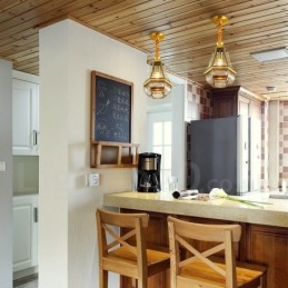 1 Ľahký retro rustikálny luxusný mosadzný závesný luster so skleneným tienidlom