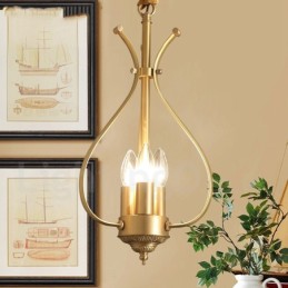 4 Ľahký retro rustikálny luxusný mosadzný závesný lampový luster