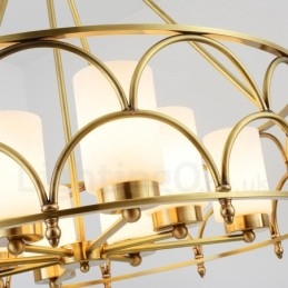 8 Ľahký retro rustikálny luxusný mosadzný závesný lampový luster so skleneným tienidlom
