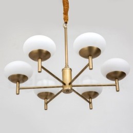 6 Ľahký retro rustikálny luxusný mosadzný závesný luster so skleneným tienidlom