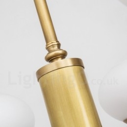 9 Ľahký retro rustikálny luxusný mosadzný závesný lampový luster so skleneným tienidlom