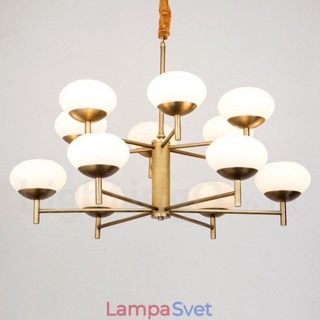 12 Ľahký retro rustikálny luxusný mosadzný závesný lampový luster so skleneným tienidlom 12 Ľahký retro rustikálny luxusný mosadzný závesný lampový luster so skleneným tienidlom
