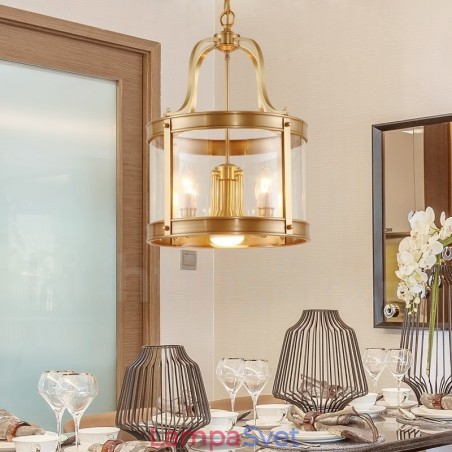 5 Ľahký retro rustikálny luxusný mosadzný závesný lampový luster so skleneným tienidlom 5 Ľahký retro rustikálny luxusný mosadzný závesný lampový luster so skleneným tienidlom