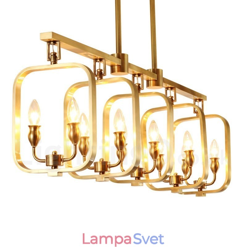 Retro rustikálny luxusný mosadzný závesný lampový luster