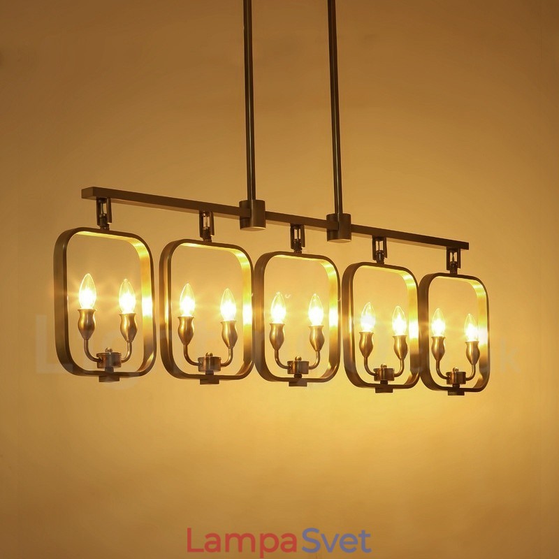 Retro rustikálny luxusný mosadzný závesný lampový luster