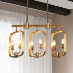 6 Ľahký retro rustikálny luxusný mosadzný závesný lampový luster