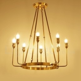 6 Light 8 Light Retro Rustikálny luxusný mosadzný závesný lampový luster