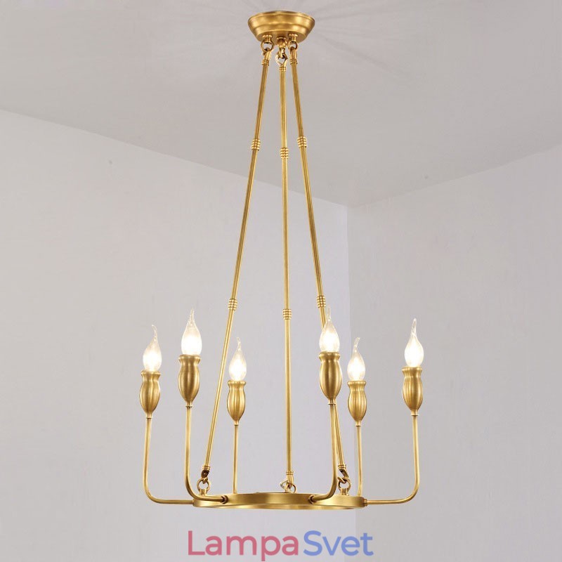 6 Light 8 Light Retro Rustikálny luxusný mosadzný závesný lampový luster