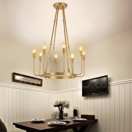6 Light 8 Light Retro Rustikálny luxusný mosadzný závesný lampový luster