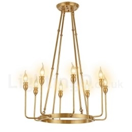 6 Light 8 Light Retro Rustikálny luxusný mosadzný závesný lampový luster