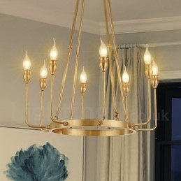 6 Light 8 Light Retro Rustikálny luxusný mosadzný závesný lampový luster
